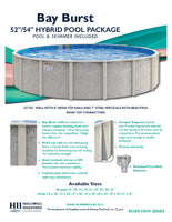Bay Burst Hybrid 52" or 54" Tall Above Ground Pool Kit plus Starter Package