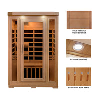 Sonoma 2 Person Hemlock FAR Infrared Sauna with Bluetooth Stereo