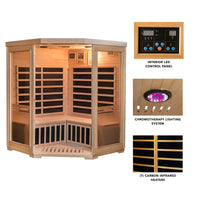 Sonoma 3 Person Hemlock FAR Infrared Corner Sauna with Bluetooth Stereo