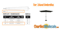 Replacement Part NUP0061, NUP0062, or NUP0025 Bottom Pole for Island Umbrellas