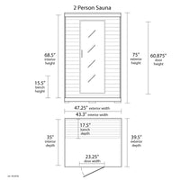 Yukon 2 Person Cedar Deluxe Infrared Sauna with 6 Carbon Heaters