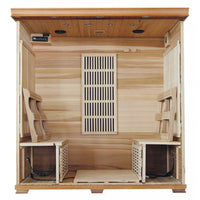 Klondike 4 Person Cedar Infrared Sauna Room with 9 Carbon Heaters