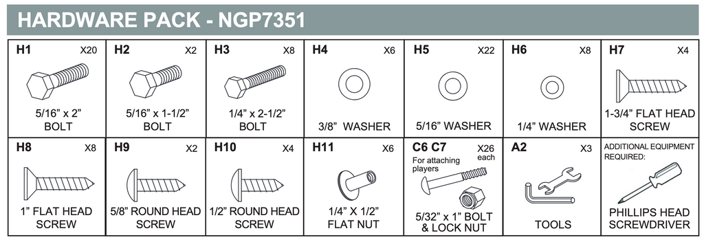 Replacement Part NGP7351 Hardware Pack