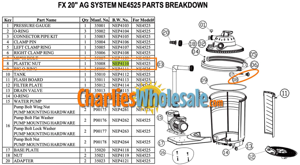 Replacement Part NEP4110 Plastic Nut