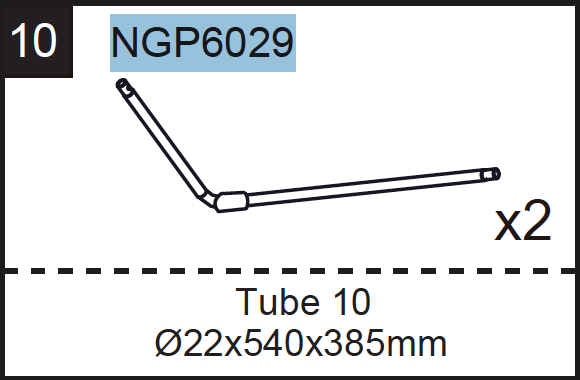 Replacement Part NGP6029 Tube 10 Set of 2