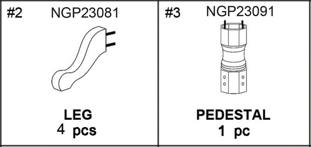Replacement Part NG2351b Pedestal and Legs Box