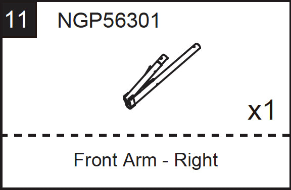 Replacement Part NGP56301 Front Arm - Right