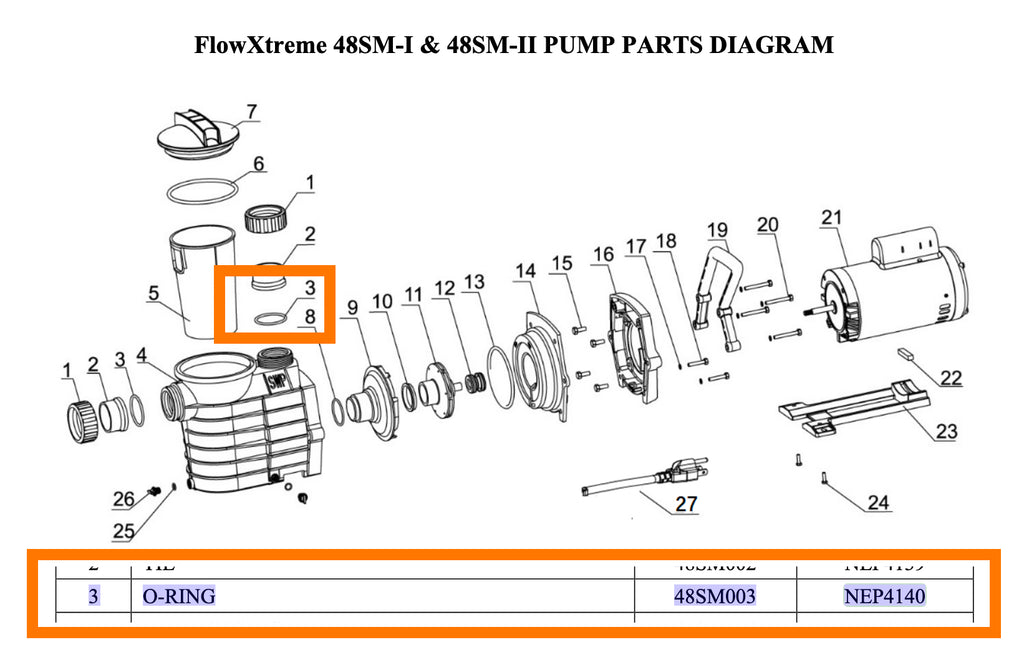 Replacement Part NEP4140 O Ring