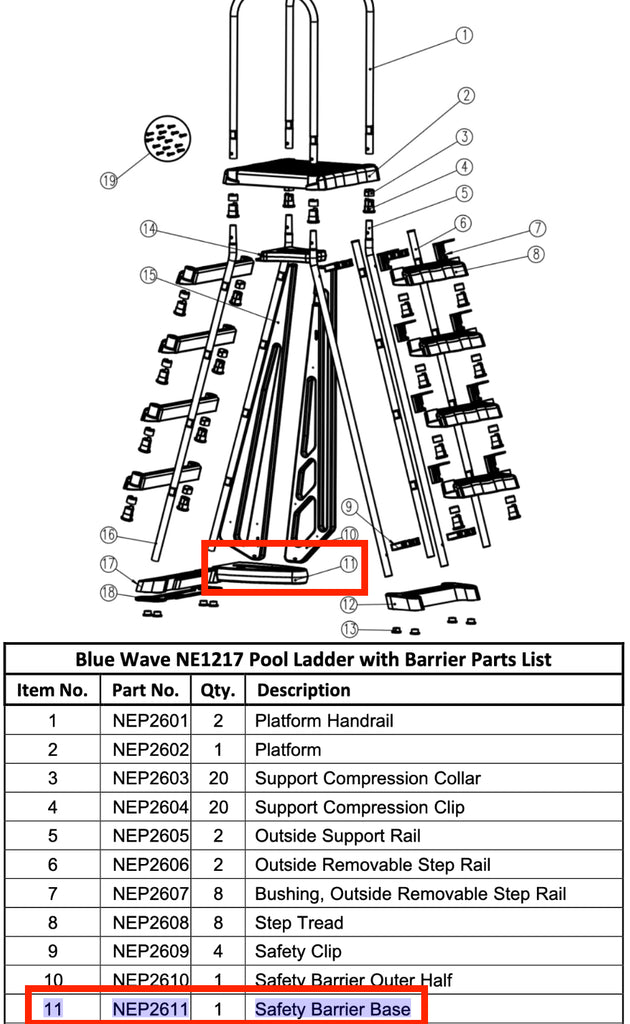 Replacement Part NEP2611 Safety Barrier Base
