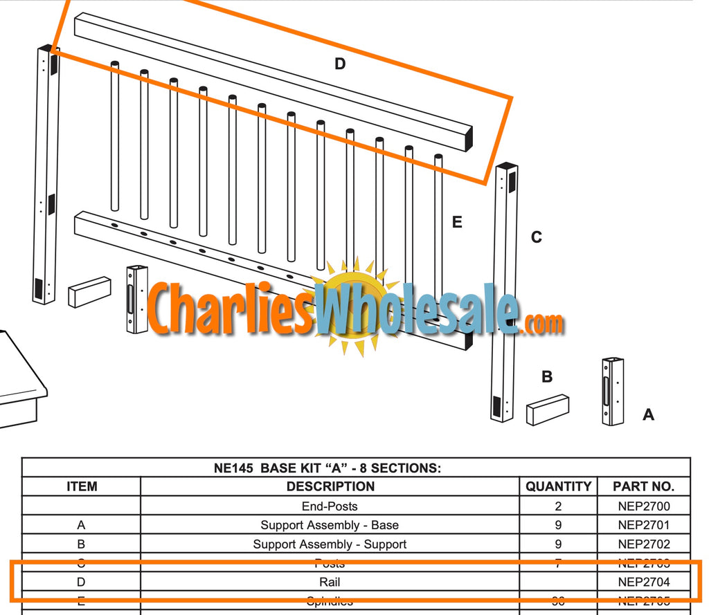Replacement Part NEP2704 Rail