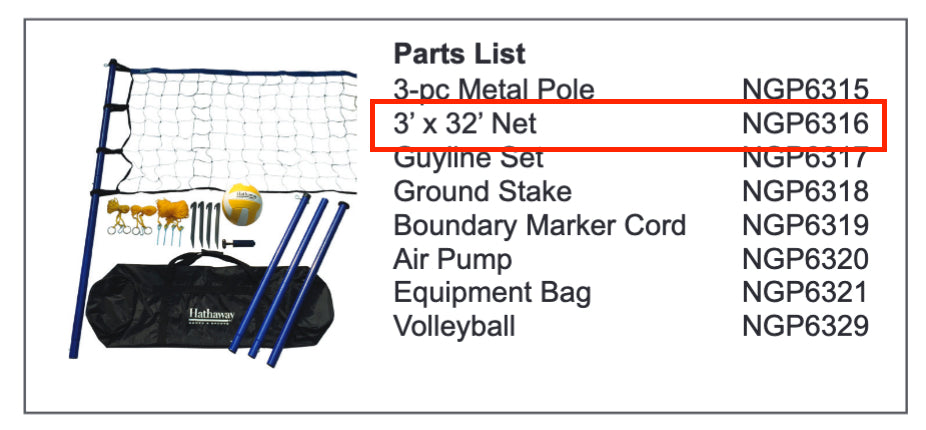 Replacement Part NGP6316 3’ x 32’ Net