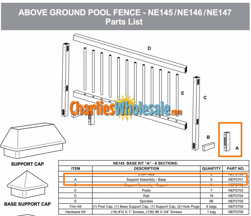 Replacement Part NEP2701 Support Assembly Base