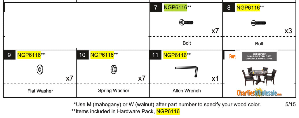 Replacement Part ngp6116 Hardware Pack