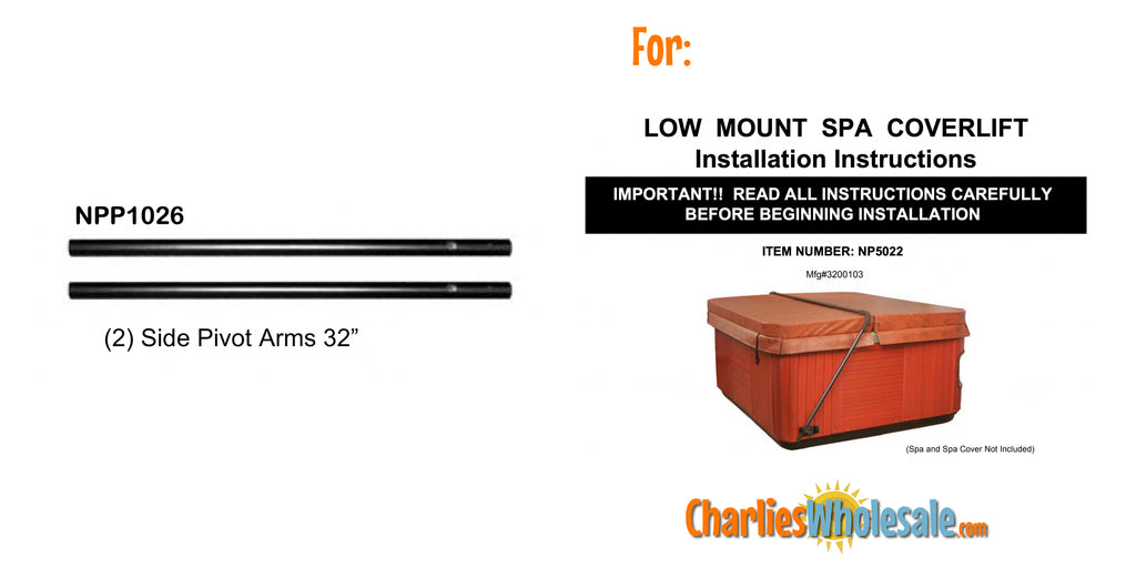 Replacement Part NPP1026 Side Pivot Arms 32" Set of 2 for Coverlift