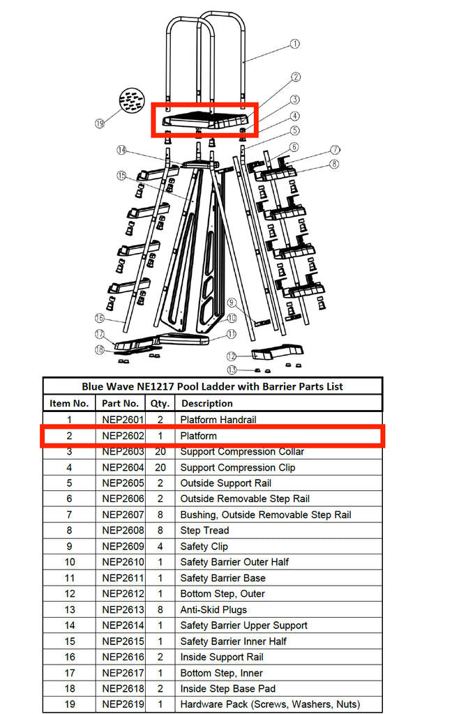 Replacement Part NEP2602 Platform