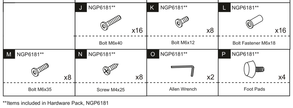 Replacement Part NGP6181 Hardware Pack