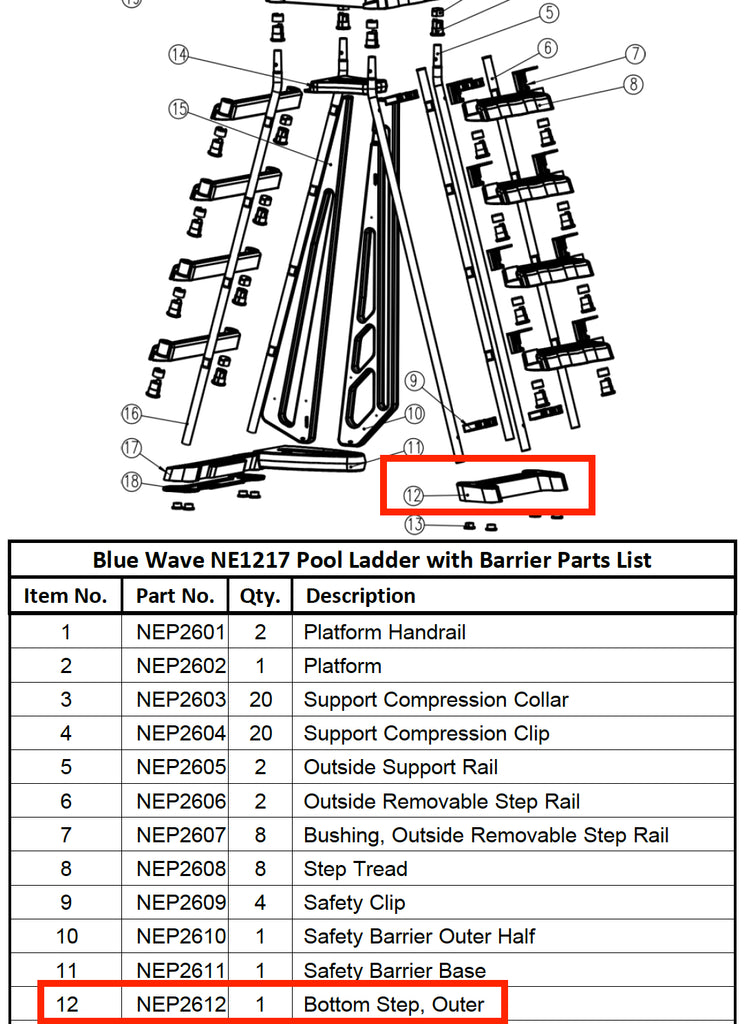 Replacement Part NEP2612 Bottom Step Outer