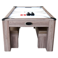 Driftwood 7-ft 3-in-1 Combo Air Hockey Table w/ Ping Pong and Dining