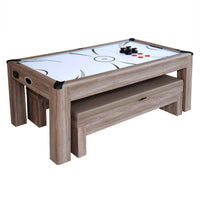 Driftwood 7-ft 3-in-1 Combo Air Hockey Table w/ Ping Pong and Dining