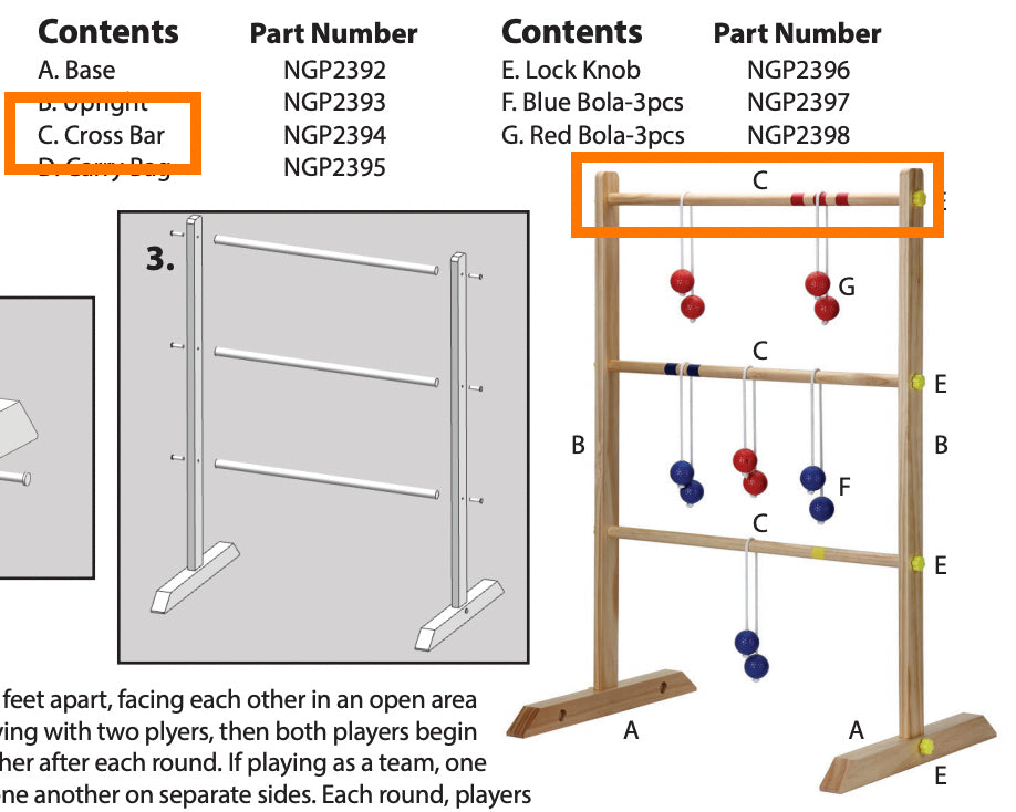 Replacement Part NGP2394 Cross Bar