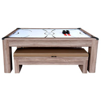 Driftwood 7-ft 3-in-1 Combo Air Hockey Table w/ Ping Pong and Dining