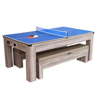 Driftwood 7-ft 3-in-1 Combo Air Hockey Table w/ Ping Pong and Dining