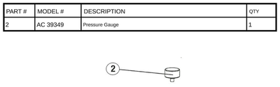 Replacement Part AC 39349 - Pressure Gauge