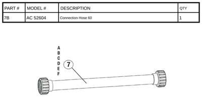 Replacement Part AC 52604 - Connection Hose 60