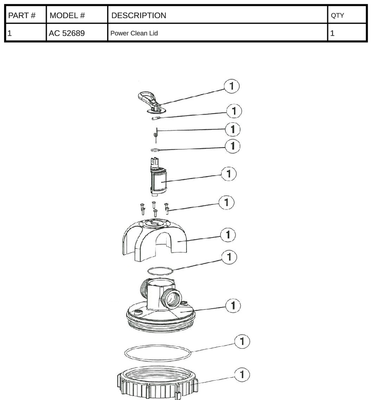 Replacement Part AC 52698 - Power Clean Lid