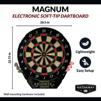Magnum Electronic Soft Tip Dart Board and Darts Set Official 18" Regulation Size