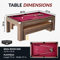 Newport 7-Ft Billards Multi Game Combo Table Set w/Benches