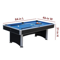 Maverick II 7-ft Pool Table with Table Tennis Top - Black with Blue Felt