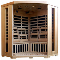 Tucson 4 Person Hemlock Corner Infrared Sauna with 10 Carbon Heaters