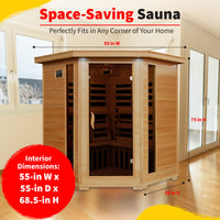 Tucson 4 Person Hemlock Corner Infrared Sauna with 10 Carbon Heaters