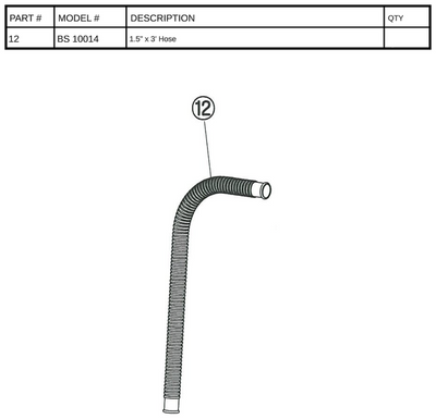 Replacement Part BS 10014 1.25" x 44" Hose