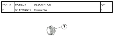 Replacement Part BS 17396GRY - Threaded Plug