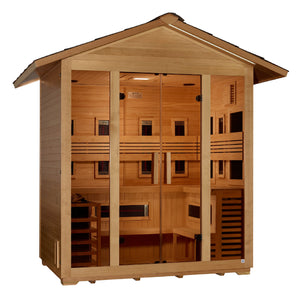 Golden Designs Gargellen 5 Person Hybrid (PureTech™ Full Spectrum IR or Traditional Stove) Outdoor Sauna