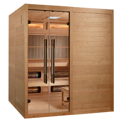 Golden Designs Toledo 6 Person Hybrid Sauna (Indoor) Full Spectrum and Harvia Traditional Stove