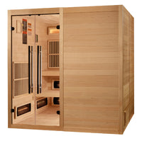 Golden Designs Toledo 6 Person Hybrid Sauna (Indoor) Full Spectrum and Harvia Traditional Stove