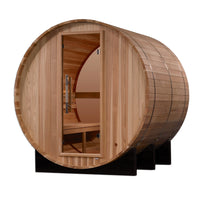 Golden Designs Zurich 4 Person Barrel with Bronze Privacy View Traditional Sauna