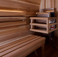 Golden Designs Zurich 4 Person Barrel with Bronze Privacy View Traditional Sauna