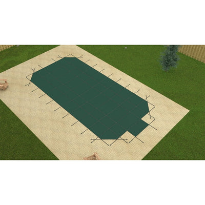 GLI Mesh Grecian Swimming Pool Safety Cover Center End Steps Concrete Anchors