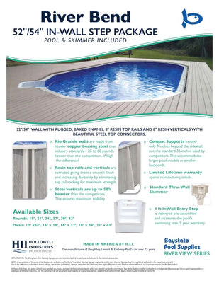River Bend 52" or 54" Tall Resin Above Ground Pool Kit With Step plus Starter Package