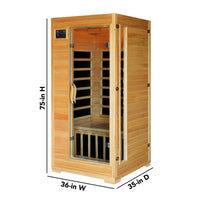 Buena Vista 1 Person FAR Infrared Hemlock Wood Sauna Room with 4 Carbon Heaters