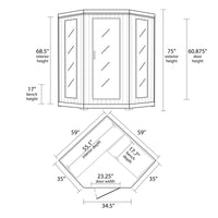 Tucson 4 Person Hemlock Corner Infrared Sauna with 10 Carbon Heaters