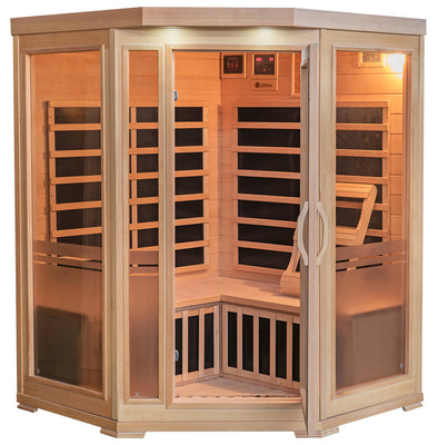 Sonoma 3 Person Hemlock FAR Infrared Corner Sauna with Bluetooth Stereo