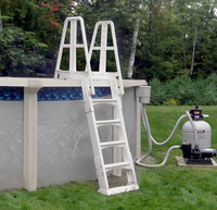Blue Wave A-Frame 48 to 56 Inch Adjustable Above Ground Swimming Pool Ladder NE9880