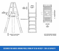 Blue Wave A-Frame 48 to 56 Inch Adjustable Above Ground Swimming Pool Ladder NE9880