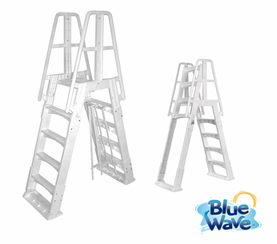 Blue Wave A-Frame 48 to 56 Inch Adjustable Above Ground Swimming Pool Ladder NE9880
