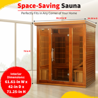 Cedar Elite 3-4 Person Premium Infrared Sauna Room with 9 Carbon Heaters